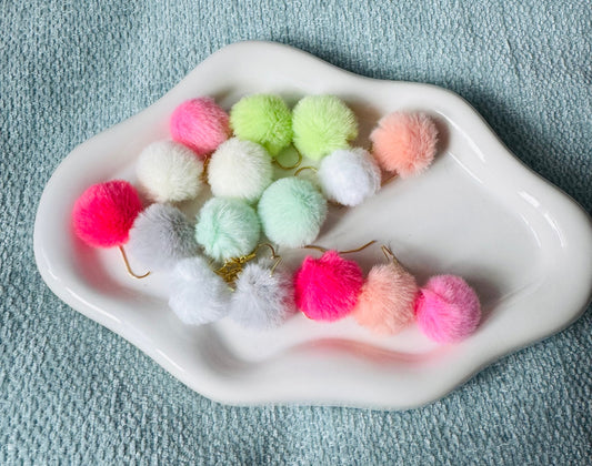 Fluffy Pom Pom Earrings